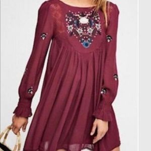 Free People Mojave Embroidered Woven Mini Dress